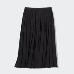 【美品】ユニクロ　シフォンプリーツスカート M ブラック　裏地あり