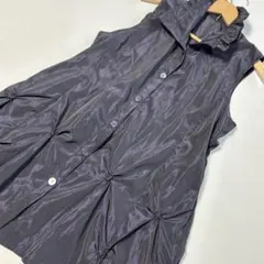 未使用●GENTILEFRESA●ロング丈 ベスト 光沢がある濃い紫●M〜L