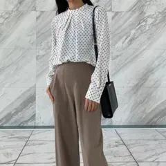 【OPAQUE.CLIP】幾何柄ブラウス　長袖ブラウス　SIZEM