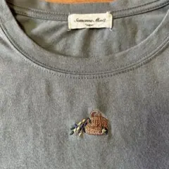 Samansa Mos2 刺繍入りモスグリーン半袖Tシャツのサムネイル