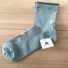 Bleu Bleuet 花柄ソックス ブルーグレーのサムネイル