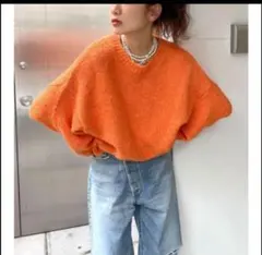 Ungrid アングリッド カラーモヘア混ルーズニット オレンジ