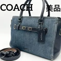 美品 コーチ デニム スワッガー 2way ハンドバッグ ショルダーバッグ 花柄