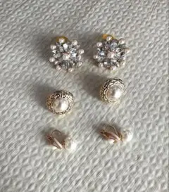 イヤリング3点まとめ売り　オケージョン　セレモニー　入園入学卒園卒業結婚式などに