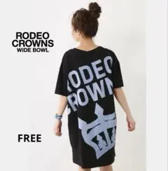 RODEO CROWNS デニムパッチビッグTシャツワンピース ネイビー　Fのサムネイル