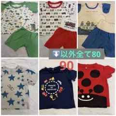 サイズ80 90 保育園着　Tシャツ　パジャマ　腹巻き付き　6着セット