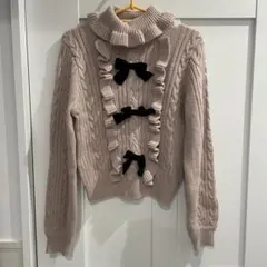 アンクルージュ フリルリボンニット Mサイズ ピンク