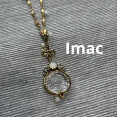 imac ネックレス ゴールドカラー ビジュー オパール調 アンティーク風