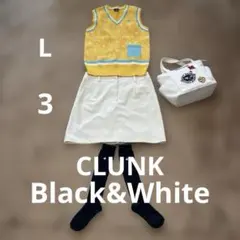 CLUNK ロゴベスト黄色L✖️Black&White白ロゴマーク スカート 3のサムネイル