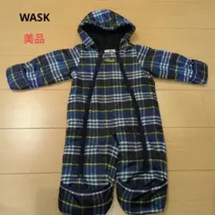 WASK ベビー ジャンプスーツ カバーオール チェック柄 フード付き 防寒着