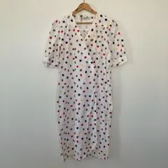 GIVENCHY カシュクールワンピース ドット柄 シルク麻混 13号 大きいのサムネイル