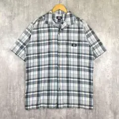 希少✨Dickies【L】チェック柄 開襟シャツ/ワークシャツ ダブルポケット