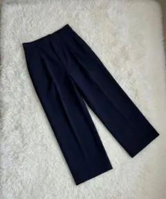 ユニクロ タックワイドパンツ L ネイビー 25年モデル 定番