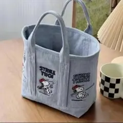 【新品】スヌーピー刺繍デニムミニトートバッグ