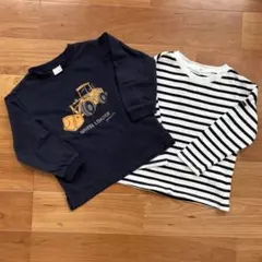 petit main はたらく車、ボーダー 長袖カットソー 100cm