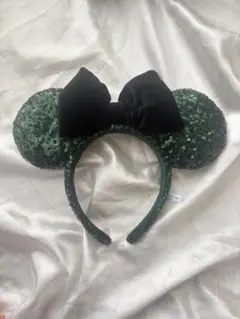緑色スパンコールミッキーヘアバンド