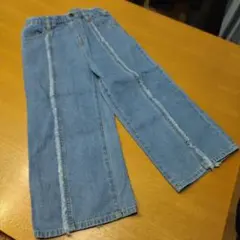 フリンジ付きデニムパンツ ゴムウエスト 120サイズ
