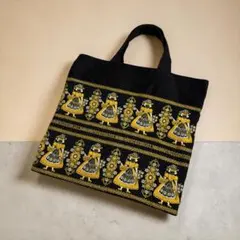 プチポワン　久家道子　刺繍バッグ　パーティバッグ 美品】 プチポワン 久家道子 トートバッグ ゴブラン 刺繍 クロコ型押し