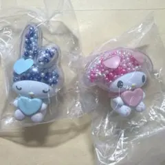マイメロディ 透明キラキラマスコット たれ耳ピンク・ブルー ガチャガチャ
