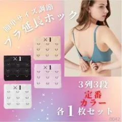 ブラ 延長ホック 3列3段 4色 4枚セット ブラジャー ブラホック 下着