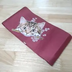 覗くトラ猫さん♥1点物♥帯サッシュベルト♥リメイク♥お太鼓着付け不要♥早い者勝ち