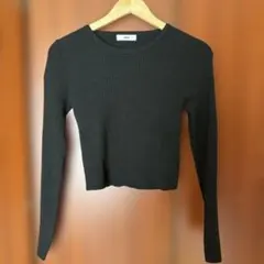 WEGO ブラック リブ編み クロップド長袖　フリーサイズ