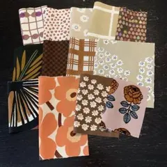 マリメッコ ハギレセット　たっぷりブラウン（北欧ヴィンテージ生地、プケッティ）