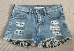 ミッキーマウス柄裏地　　kidsデニムショートパンツ