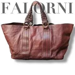 FALORNI ファロルニ トートバッグ レザー イントレチャート 編み込み