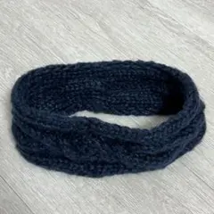 【未使用】ダークブルー ケーブル編み ヘアバンド