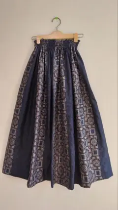 大島紬着物リメイクロングスカート＊269