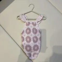 ZARA レース編みロンパース ピンク系