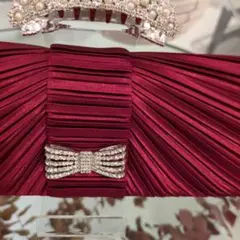 ビジューパーティーバッグ　クラッチハンドバッグツーウェイバッグ　サテン