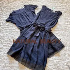 【美品】＊NATURAL BEAUTY＊ワンピース2枚セット 春夏 ネイビー系
