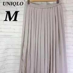 ユニクロ　プリーツロングスカート　フレア　ウエストゴム　フェミニン　春服