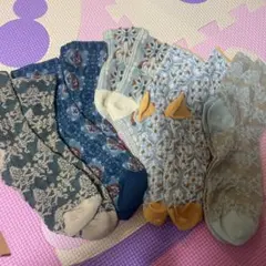 花柄レディース靴下5足 くすみカラー ボタニカル レトロ おしゃれ 北欧 綿混