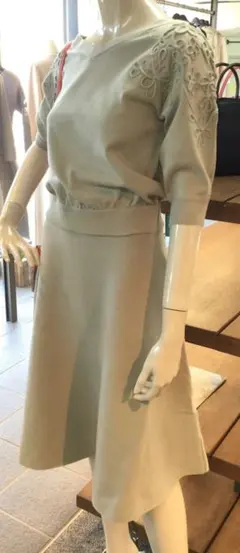 Mystrada 半袖ニットワンピース グレー