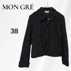 MON GRÉ モングレ　ジャケット ブラック ノーカラージャケット M　ドット