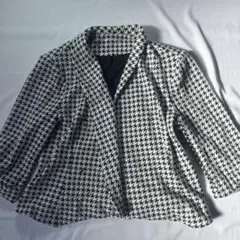 白黒ハウンドトゥース テーラードジャケット