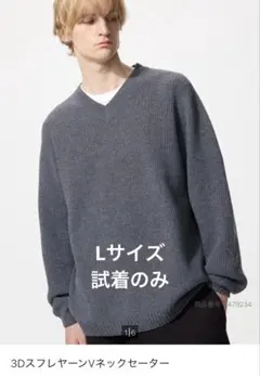(試着のみ)3DスフレヤーンVネックセーター Lサイズ