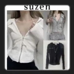 [suzen】 Abaha y2k hood zip-Up