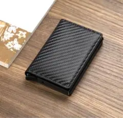 財布 スライド式 カードケース 薄型 レザー ブラック メンズ マネークリップ