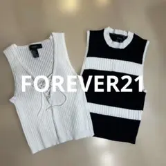 FOREVER21 ボーダー ノースリーブニット S 2枚セットのサムネイル