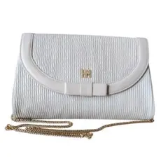 ハナエモリ HANAE MORI パーティーバッグ チェーンショルダー 白