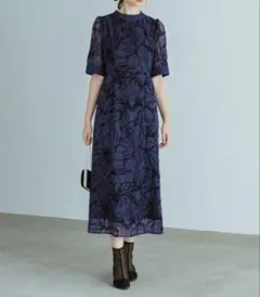 【新品未使用】Dorry Doll フロッキーデザインIラインドレス　ブルー　L