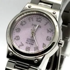 【稼動】シチズン エコドライブ ウィッカ 腕時計 パープル文字盤 レディース