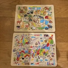 木製知育パズルセット　動物　日本地図