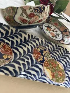 美品】有田焼 其泉窯 （賞美堂本店） 寿桃 金彩 銘々皿 5枚セット