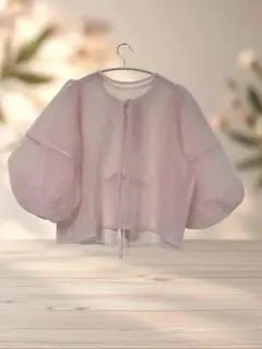 2WAY♡シアーボリューム袖トップス♡ベビーピンクMサイズ