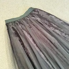 美品チュール★グレイル★ロングスカート【M】黒 ギャザー フレア ゴム　ゆったり